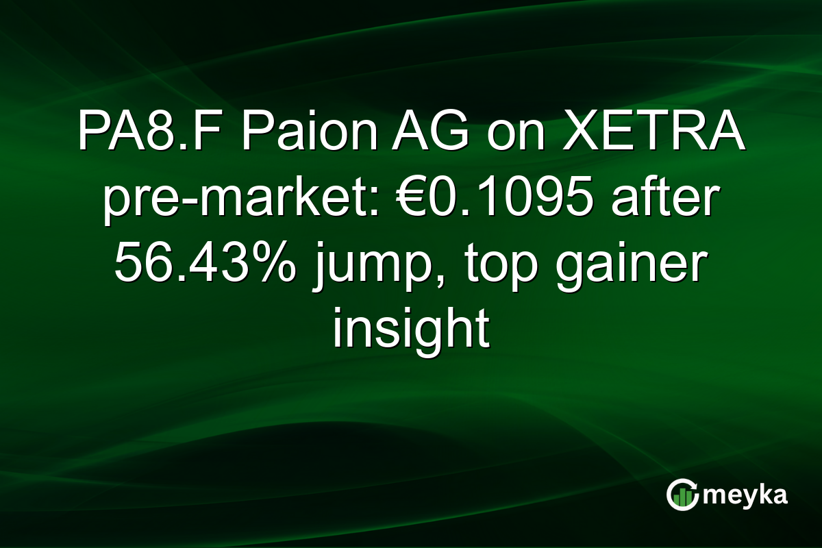 PA8.F Paion AG on XETRA pre-market: €0.1095 after 56.43% jump, top gainer insight