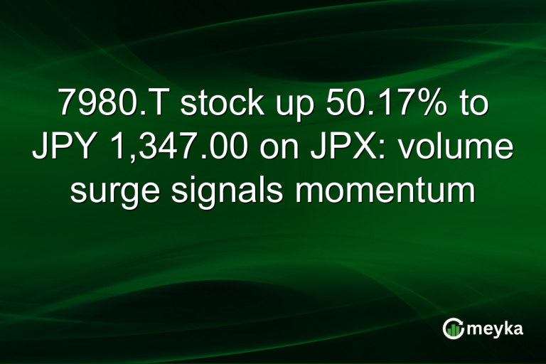7980.T stock up 50.17% to JPY 1,347.00 on JPX: volume surge signals momentum