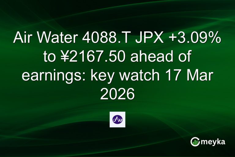 Air Water 4088.T JPX +3.09% to ¥2167.50 ahead of earnings: key watch 17 Mar 2026