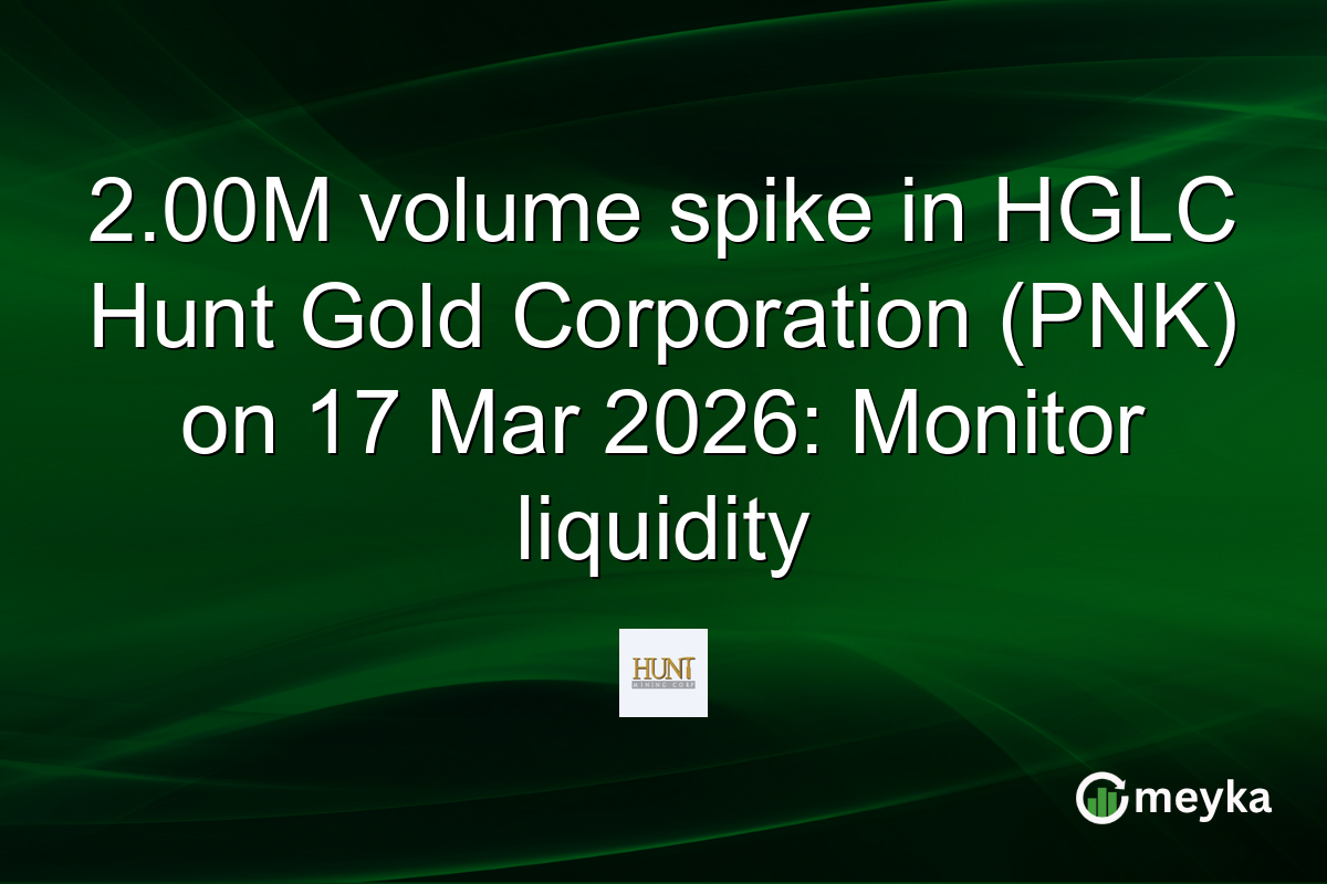 2.00M volume spike in HGLC Hunt Gold Corporation (PNK) on 17 Mar 2026: Monitor liquidity