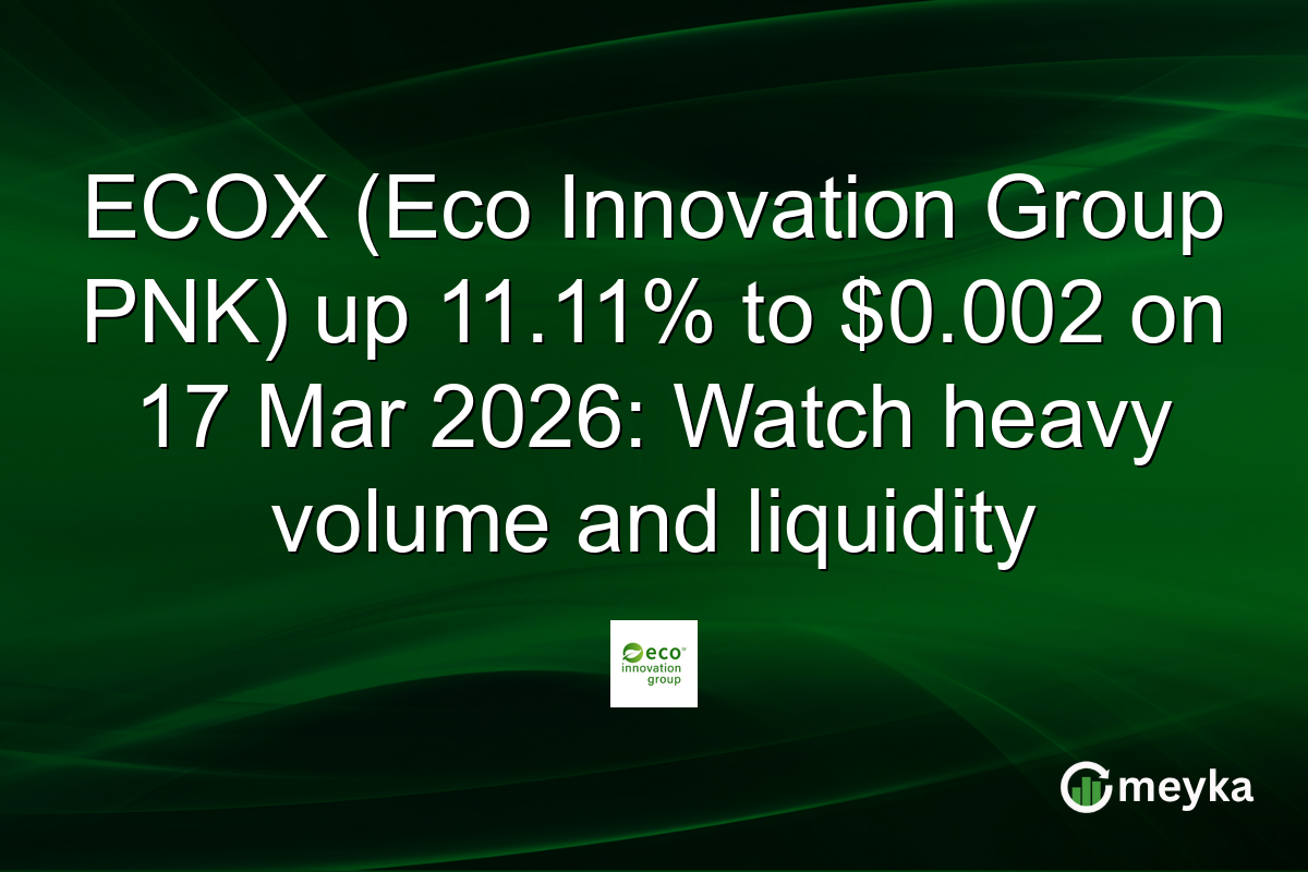 ECOX (Eco Innovation Group PNK) up 11.11% to $0.002 on 17 Mar 2026: Watch heavy volume and liquidity