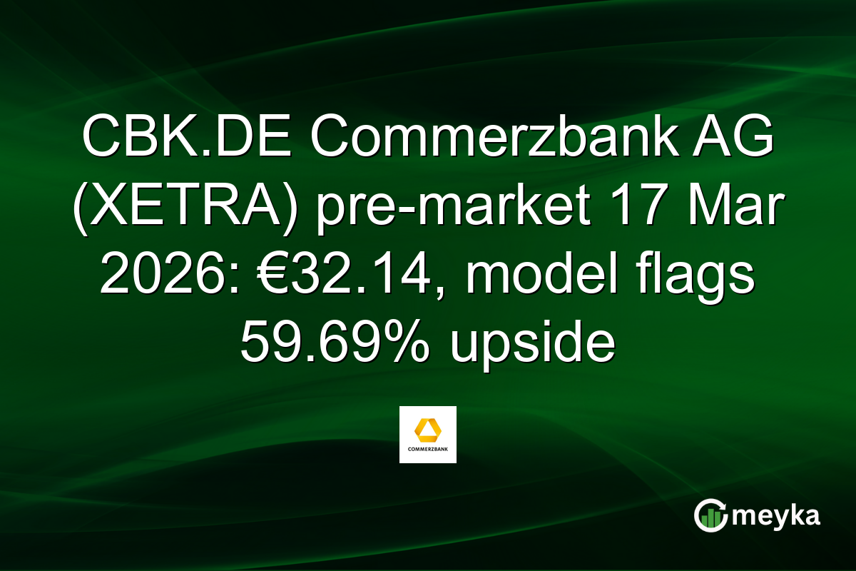 CBK.DE Commerzbank AG (XETRA) pre-market 17 Mar 2026: €32.14, model flags 59.69% upside