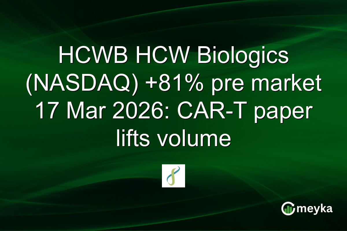 HCWB HCW Biologics (NASDAQ) +81% pre market 17 Mar 2026: CAR-T paper lifts volume