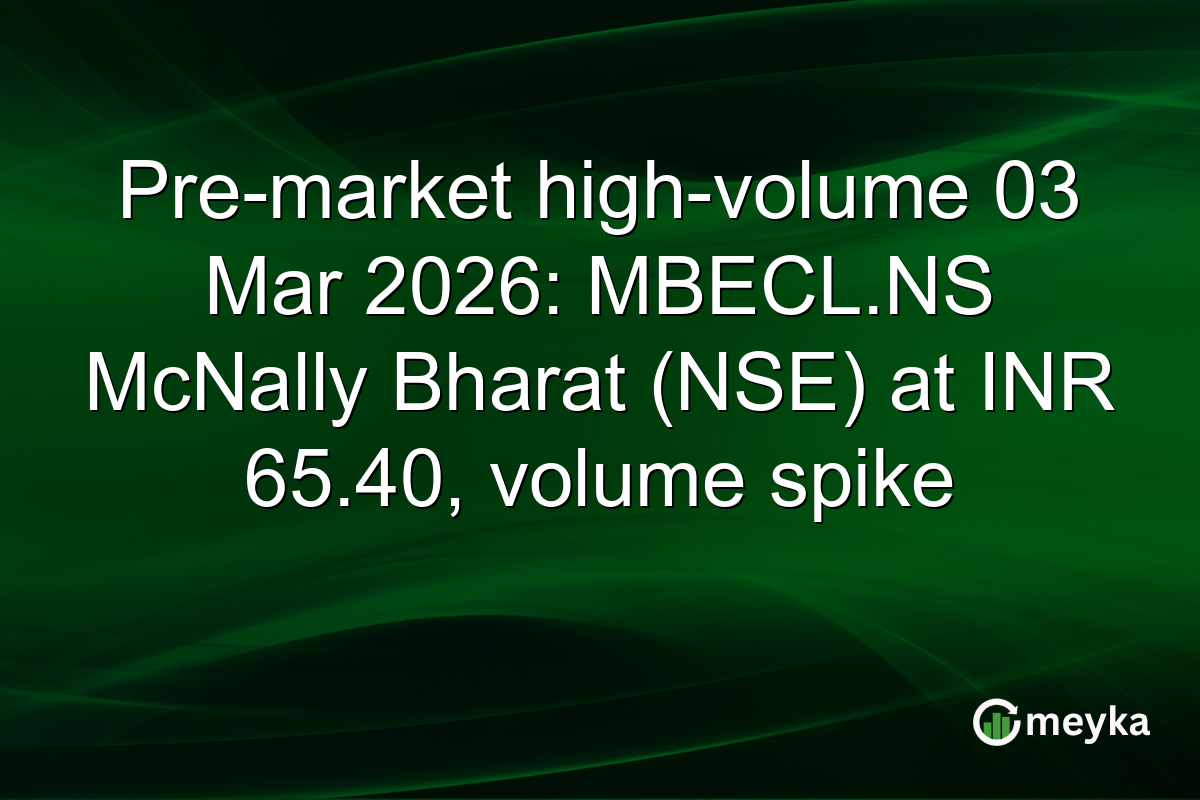 Pre-market high-volume 03 Mar 2026: MBECL.NS McNally Bharat (NSE) at INR 65.40, volume spike