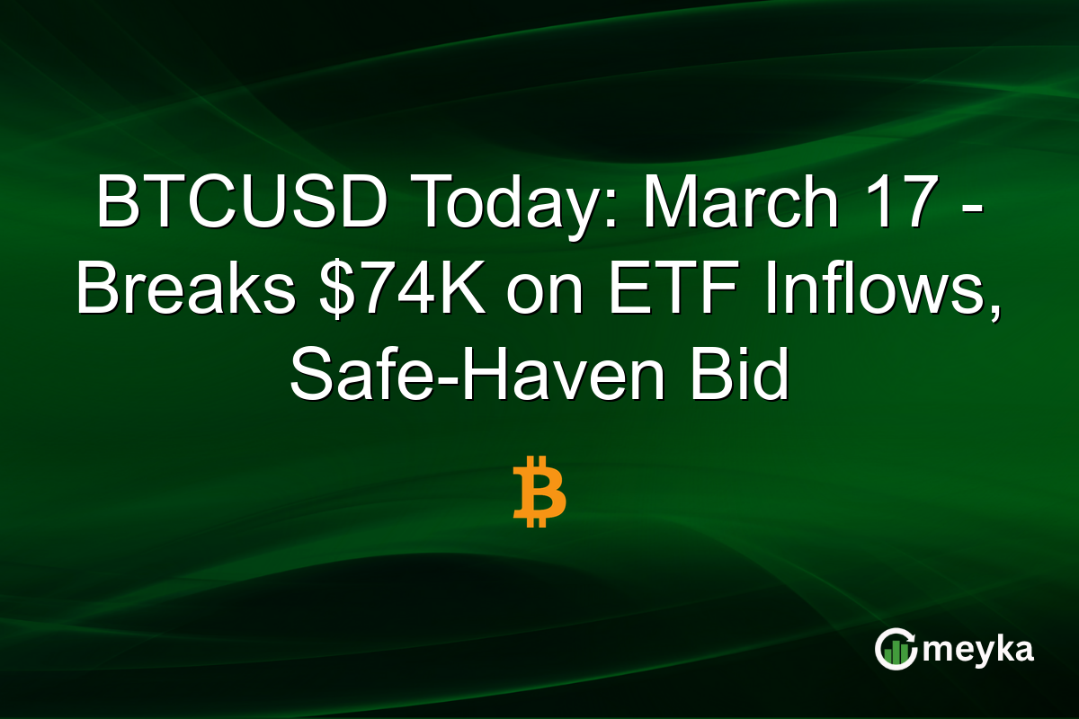 BTCUSD Today: March 17 – Breaks $74K on ETF Inflows, Safe-Haven Bid