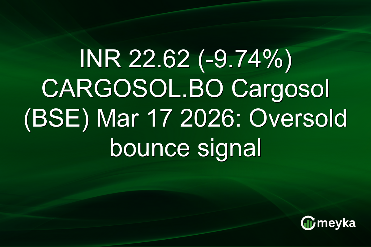 INR 22.62 (-9.74%) CARGOSOL.BO Cargosol (BSE) Mar 17 2026: Oversold bounce signal
