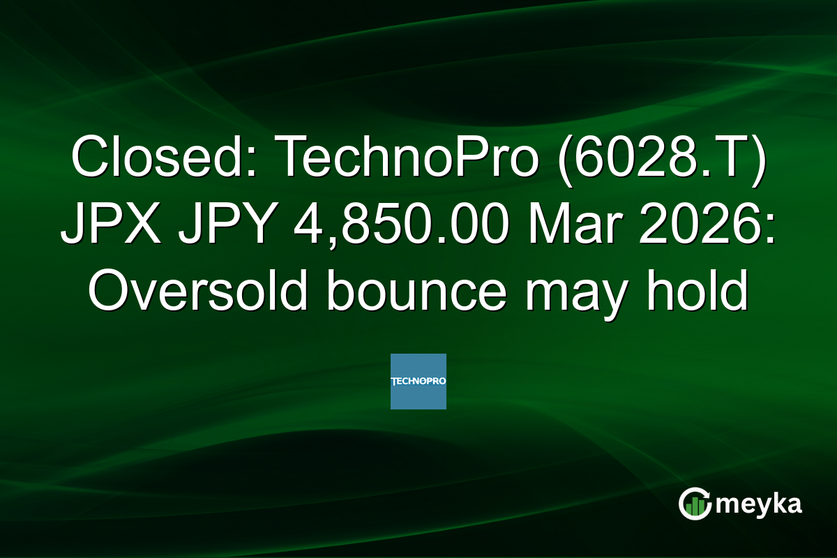 Closed: TechnoPro (6028.T) JPX JPY 4,850.00 Mar 2026: Oversold bounce may hold