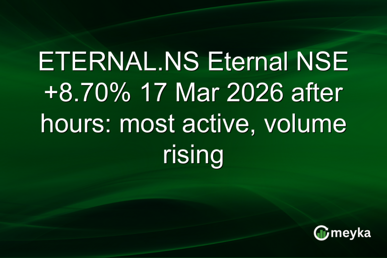 ETERNAL.NS Eternal NSE +8.70% 17 Mar 2026 after hours: most active, volume rising
