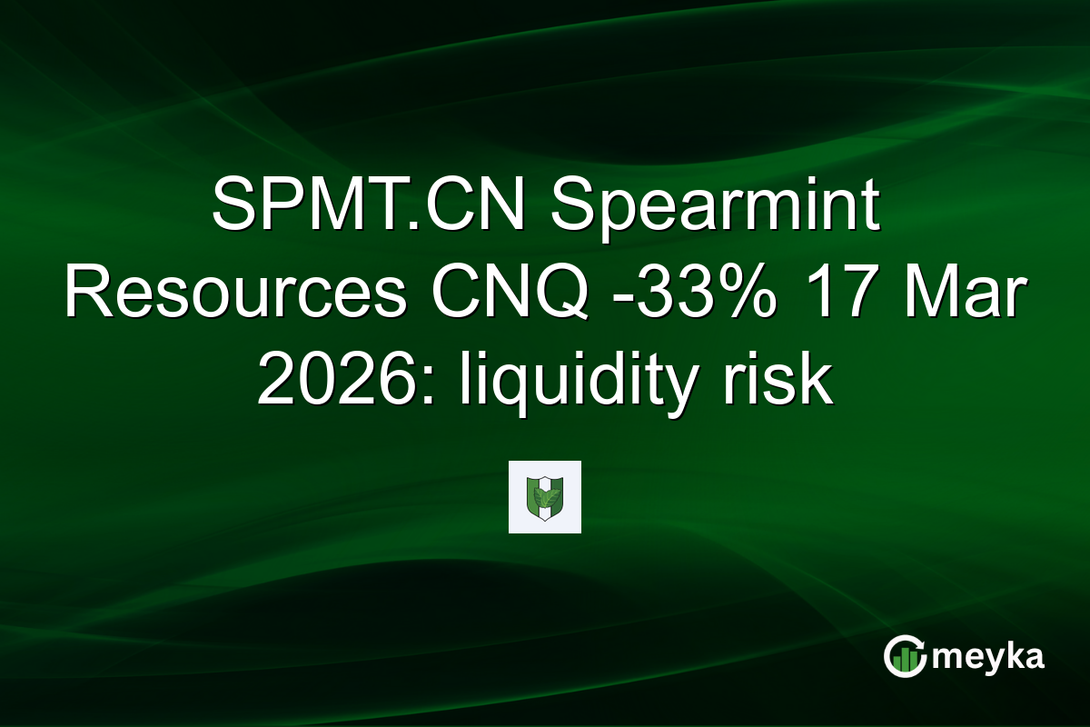 SPMT.CN Spearmint Resources CNQ -33% 17 Mar 2026: liquidity risk