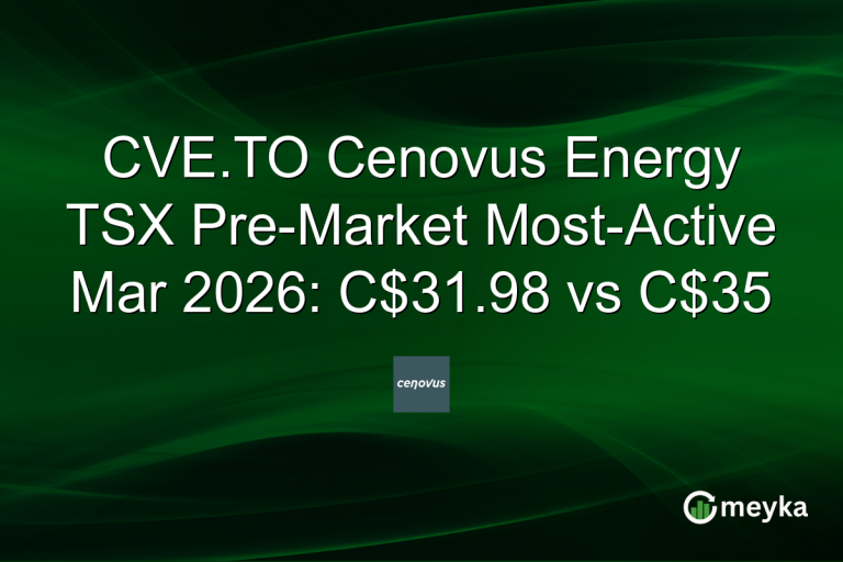 CVE.TO Cenovus Energy TSX Pre-Market Most-Active Mar 2026: C$31.98 vs C$35