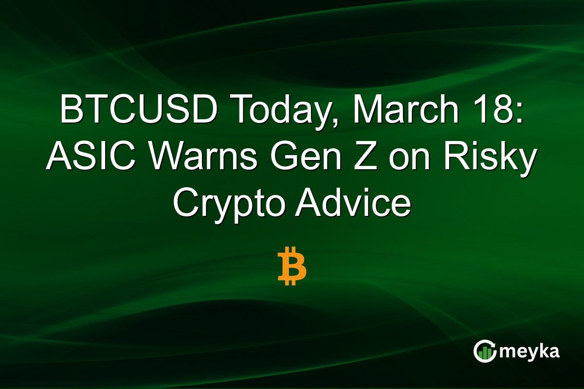BTCUSD Today, March 18: ASIC Warns Gen Z on Risky Crypto Advice