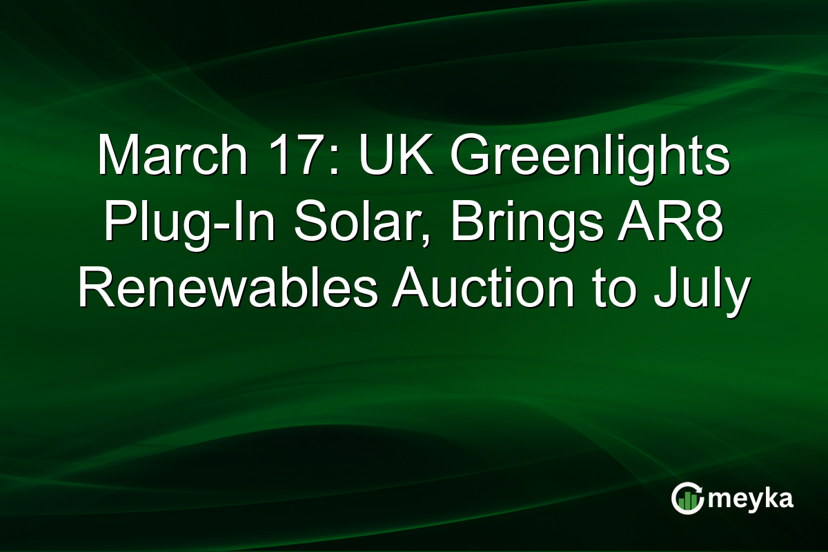 March 17: UK Greenlights Plug-In Solar, Brings AR8 Renewables Auction to July