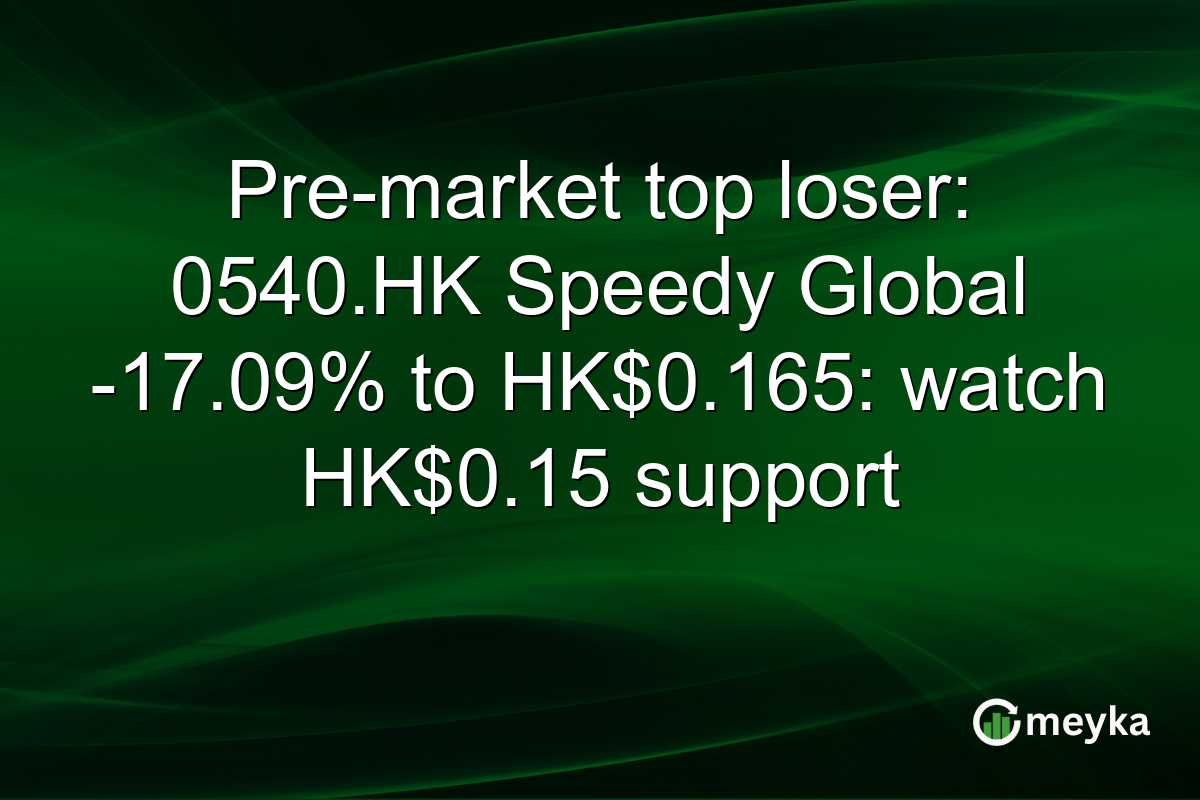 Pre-market top loser: 0540.HK Speedy Global -17.09% to HK$0.165: watch HK$0.15 support