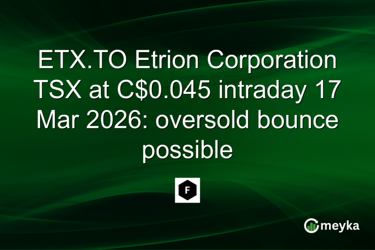 ETX.TO Etrion Corporation TSX at C$0.045 intraday 17 Mar 2026: oversold bounce possible