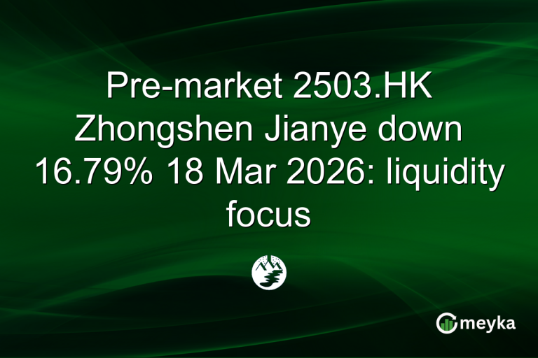 Pre-market 2503.HK Zhongshen Jianye down 16.79% 18 Mar 2026: liquidity focus