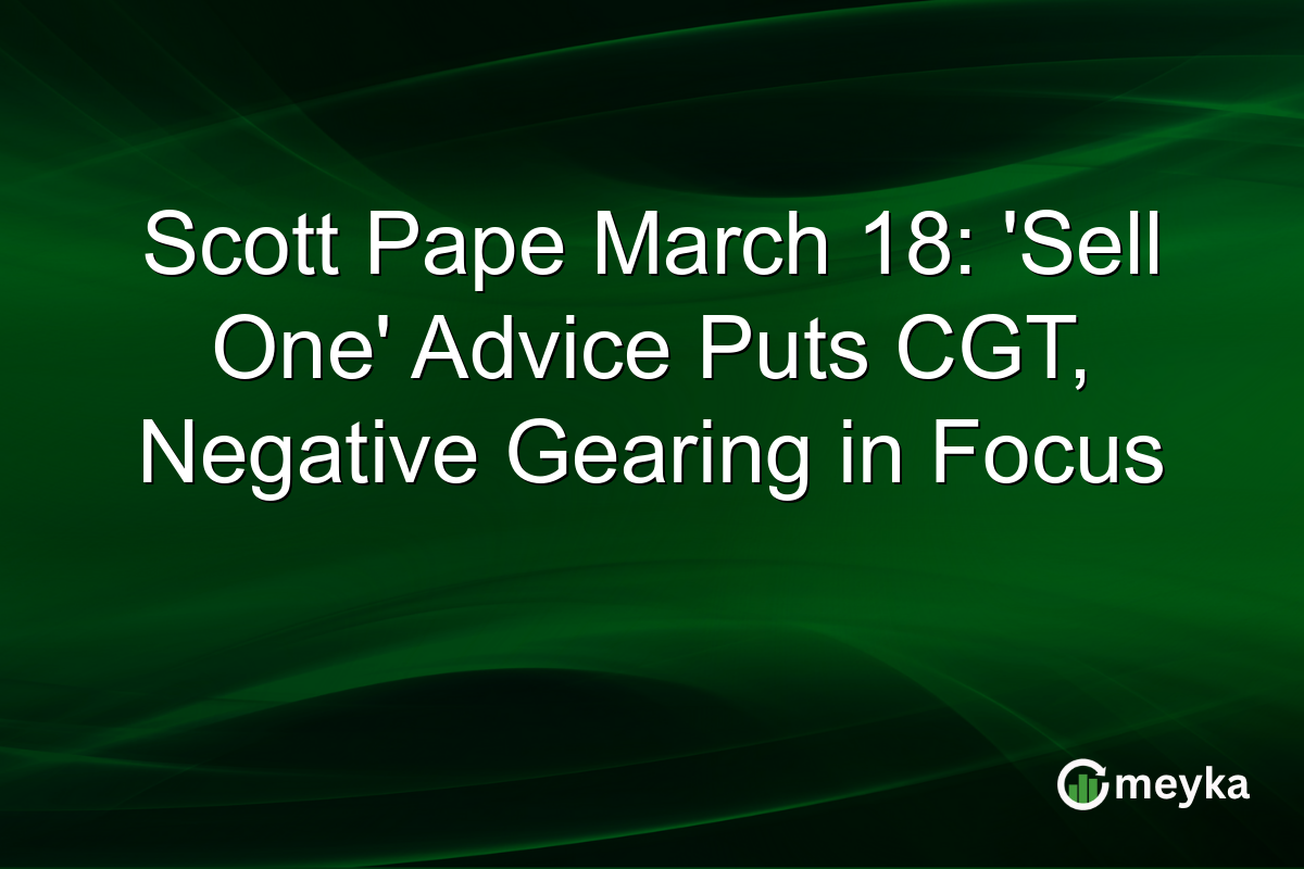 Scott Pape March 18: ‘Sell One’ Advice Puts CGT, Negative Gearing in Focus