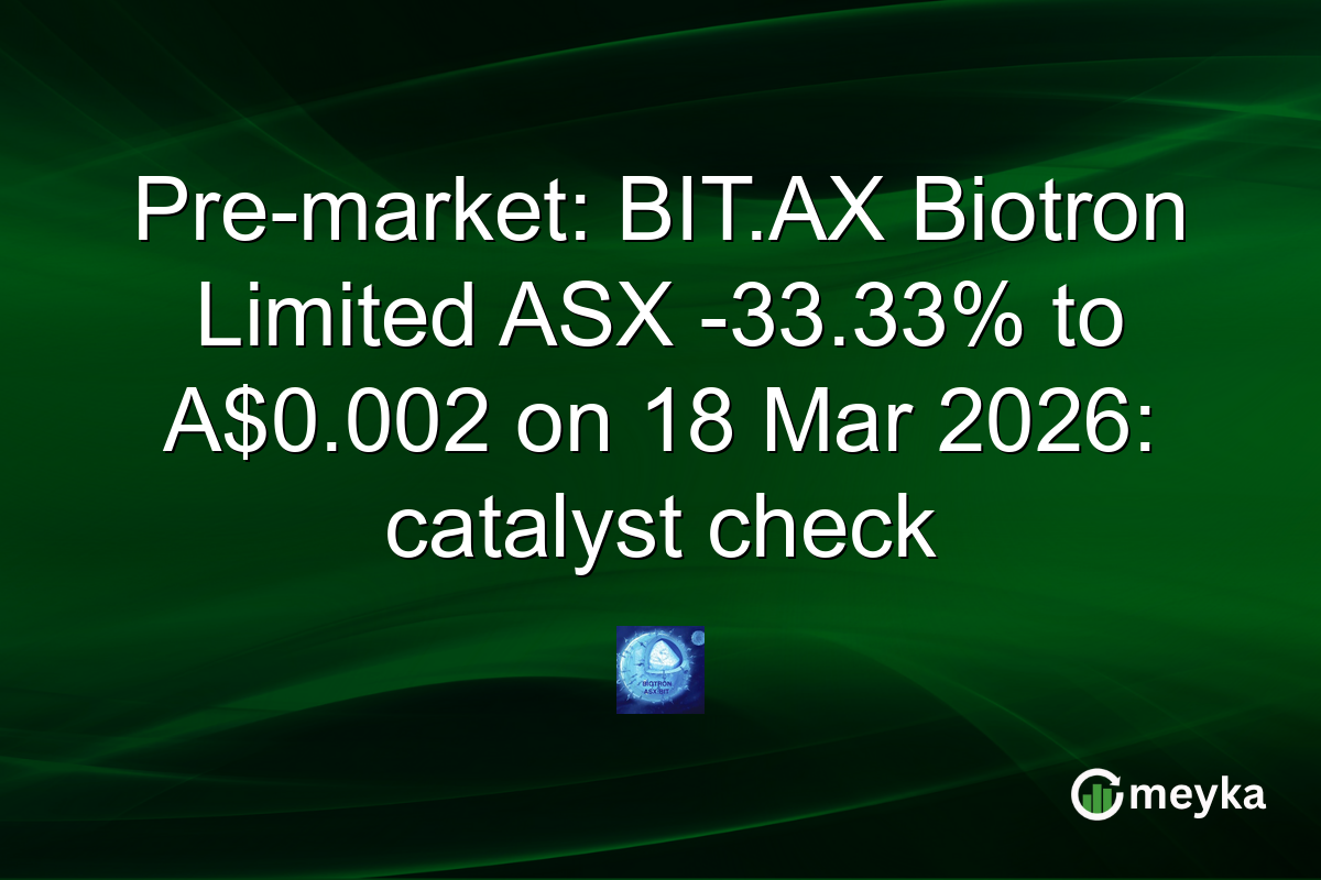 Pre-market: BIT.AX Biotron Limited ASX -33.33% to A$0.002 on 18 Mar 2026: catalyst check