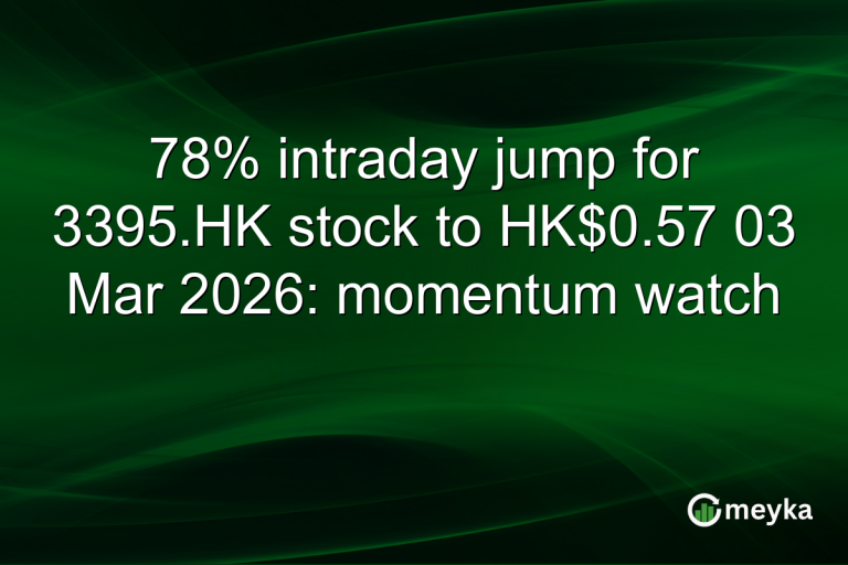 78% intraday jump for 3395.HK stock to HK$0.57 03 Mar 2026: momentum watch