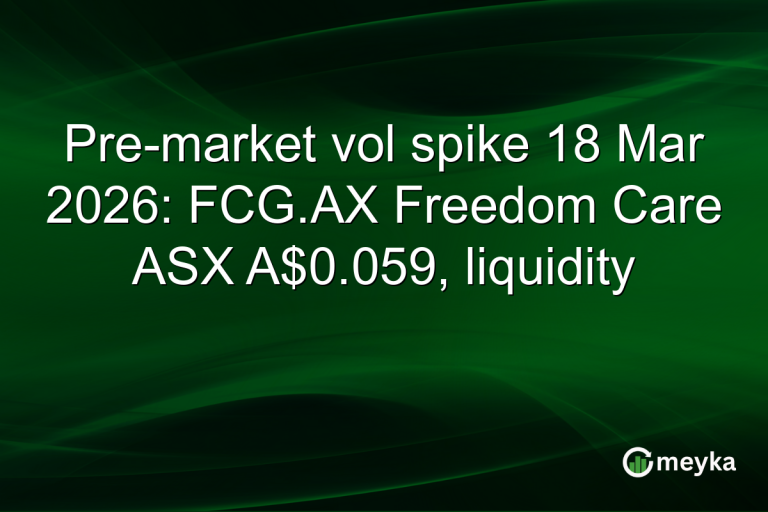 Pre-market vol spike 18 Mar 2026: FCG.AX Freedom Care ASX A$0.059, liquidity