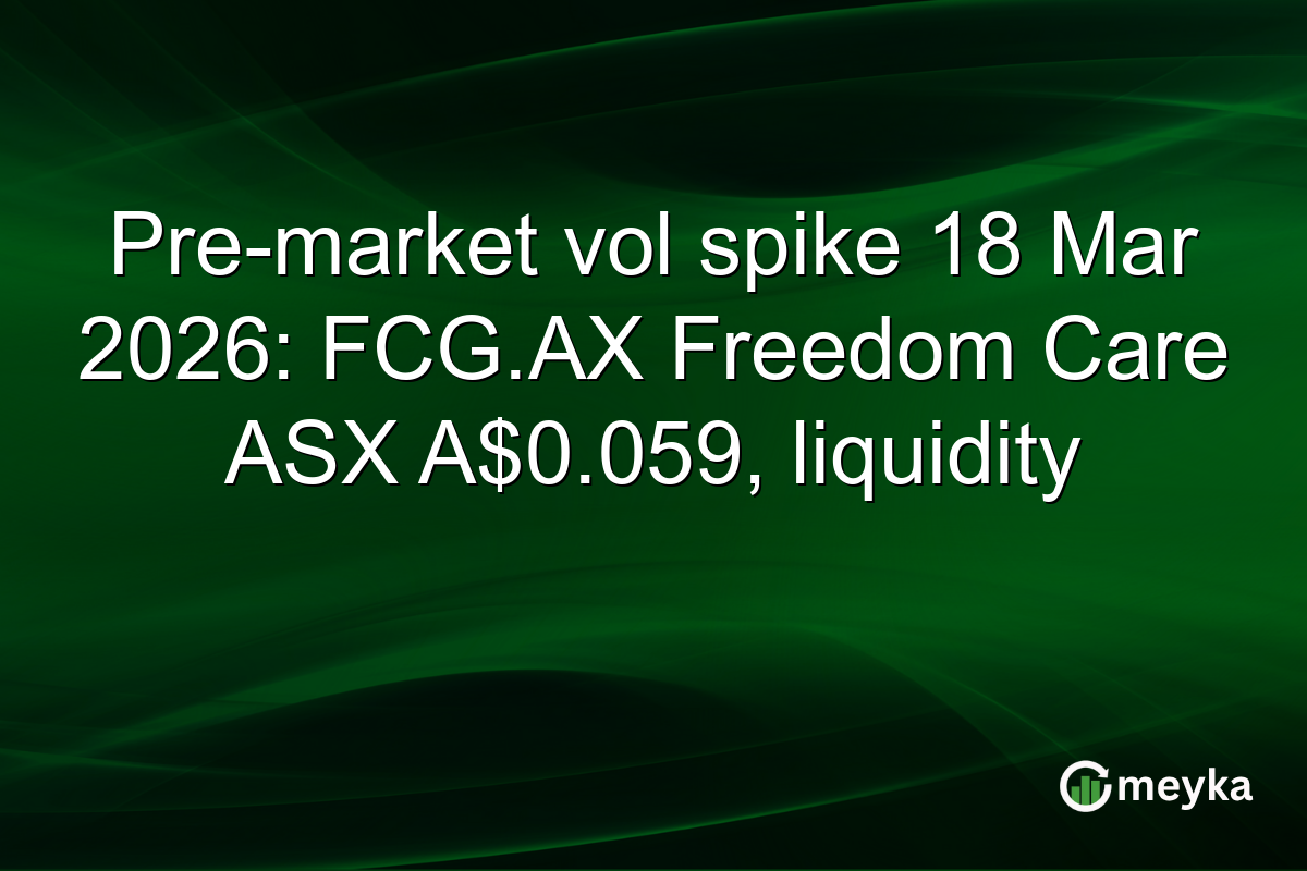 Pre-market vol spike 18 Mar 2026: FCG.AX Freedom Care ASX A$0.059, liquidity