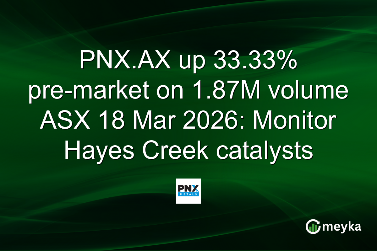 PNX.AX up 33.33% pre-market on 1.87M volume ASX 18 Mar 2026: Monitor Hayes Creek catalysts
