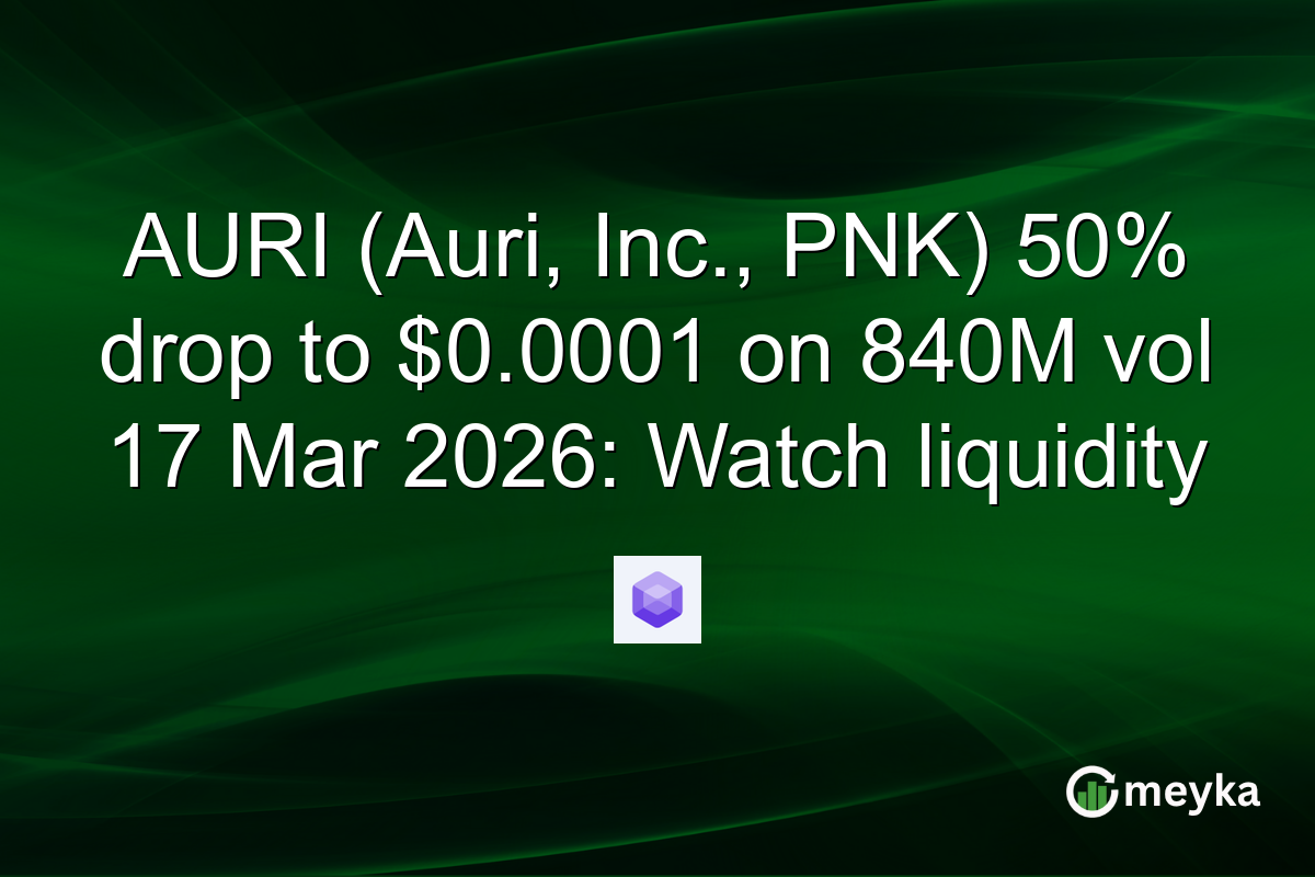 AURI (Auri, Inc., PNK) 50% drop to $0.0001 on 840M vol 17 Mar 2026: Watch liquidity