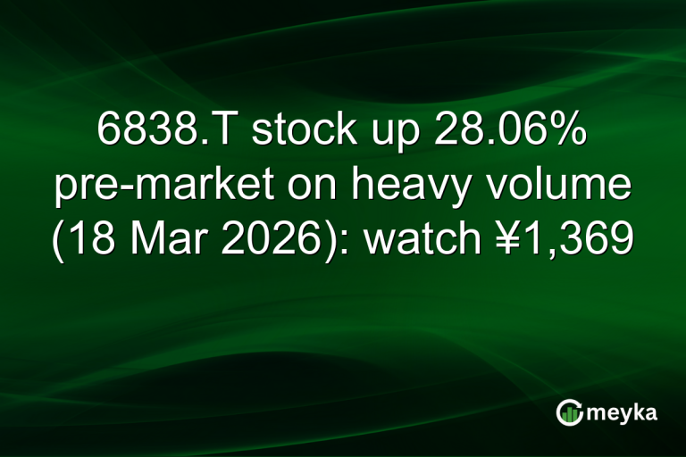 6838.T stock up 28.06% pre-market on heavy volume (18 Mar 2026): watch ¥1,369