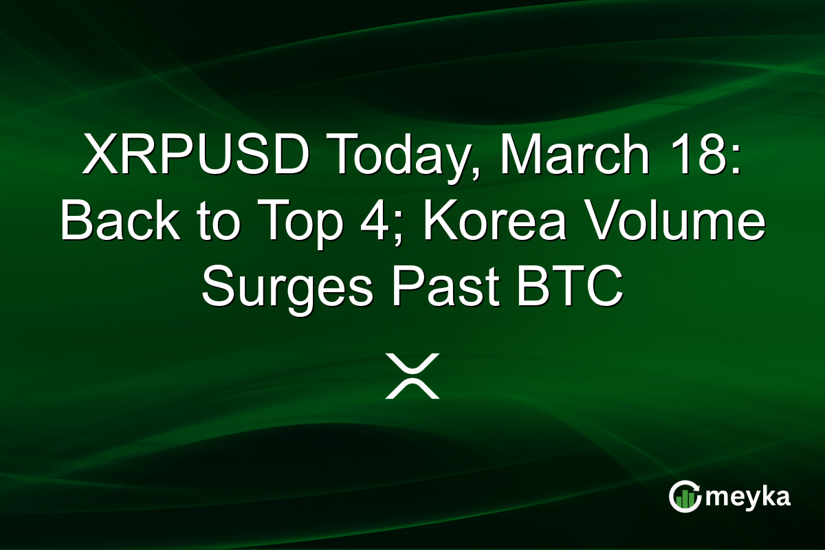 XRPUSD Today, March 18: Back to Top 4; Korea Volume Surges Past BTC