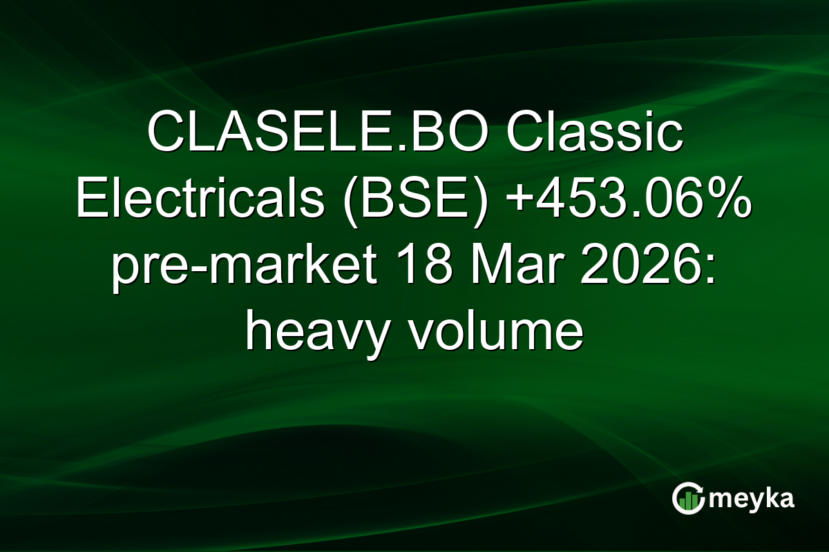 CLASELE.BO Classic Electricals (BSE) +453.06% pre-market 18 Mar 2026: heavy volume