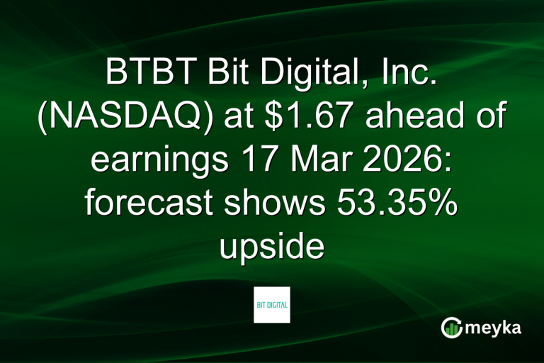 BTBT Bit Digital, Inc. (NASDAQ) at $1.67 ahead of earnings 17 Mar 2026: forecast shows 53.35% upside
