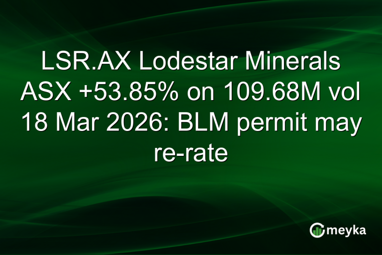 LSR.AX Lodestar Minerals ASX +53.85% on 109.68M vol 18 Mar 2026: BLM permit may re-rate