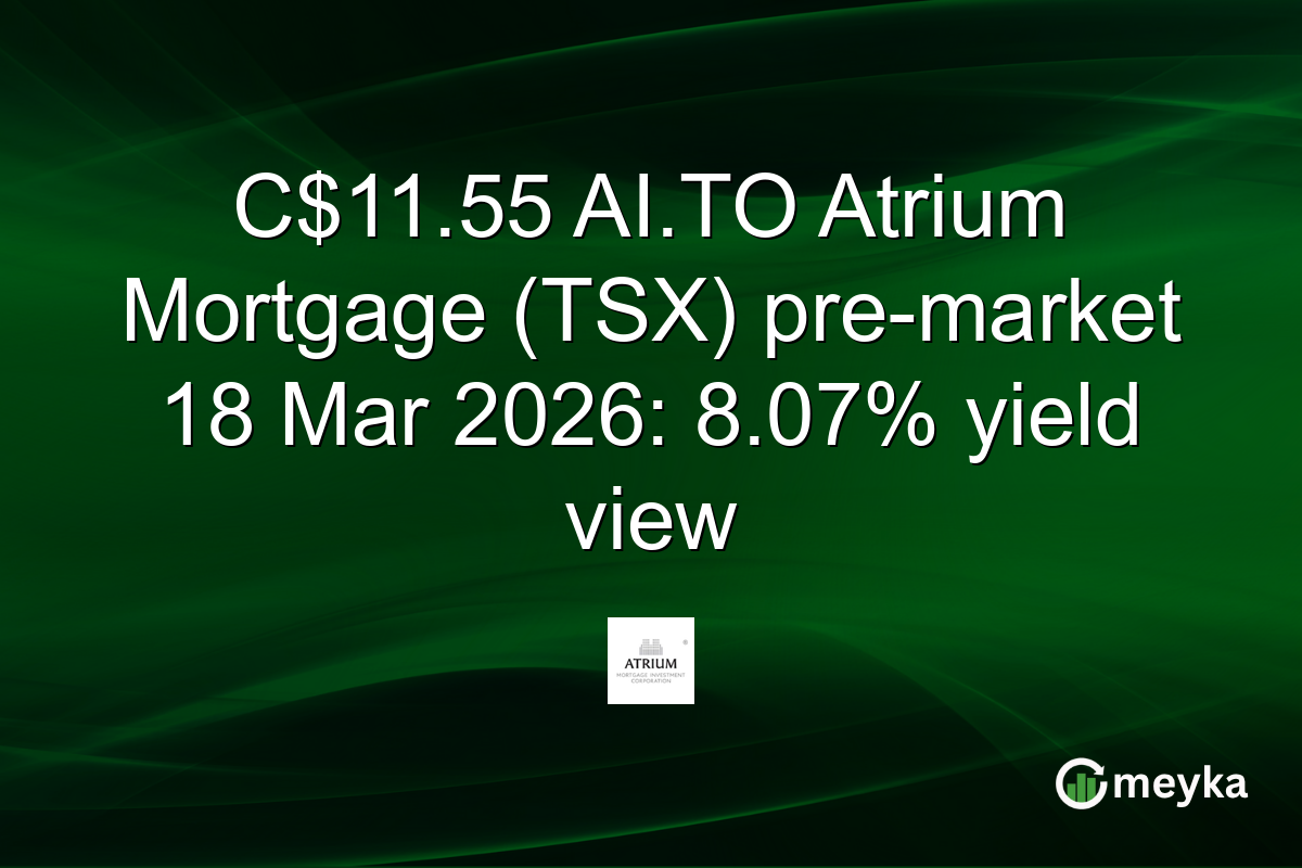 C$11.55 AI.TO Atrium Mortgage (TSX) pre-market 18 Mar 2026: 8.07% yield view