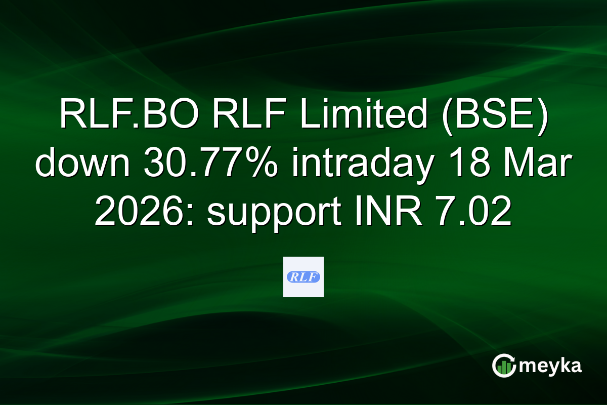 RLF.BO RLF Limited (BSE) down 30.77% intraday 18 Mar 2026: support INR 7.02