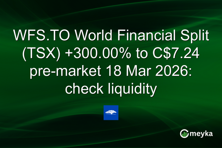 WFS.TO World Financial Split (TSX) +300.00% to C$7.24 pre-market 18 Mar 2026: check liquidity