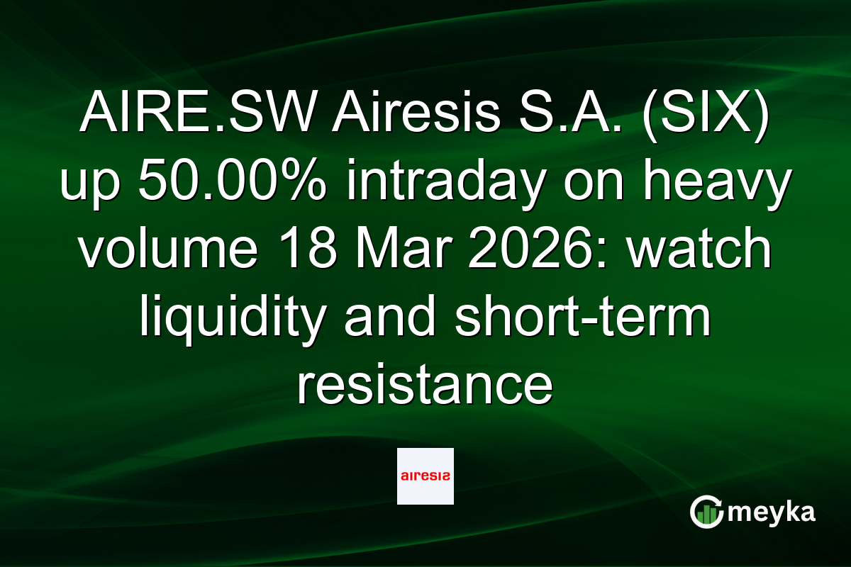AIRE.SW Airesis S.A. (SIX) up 50.00% intraday on heavy volume 18 Mar 2026: watch liquidity and short-term resistance