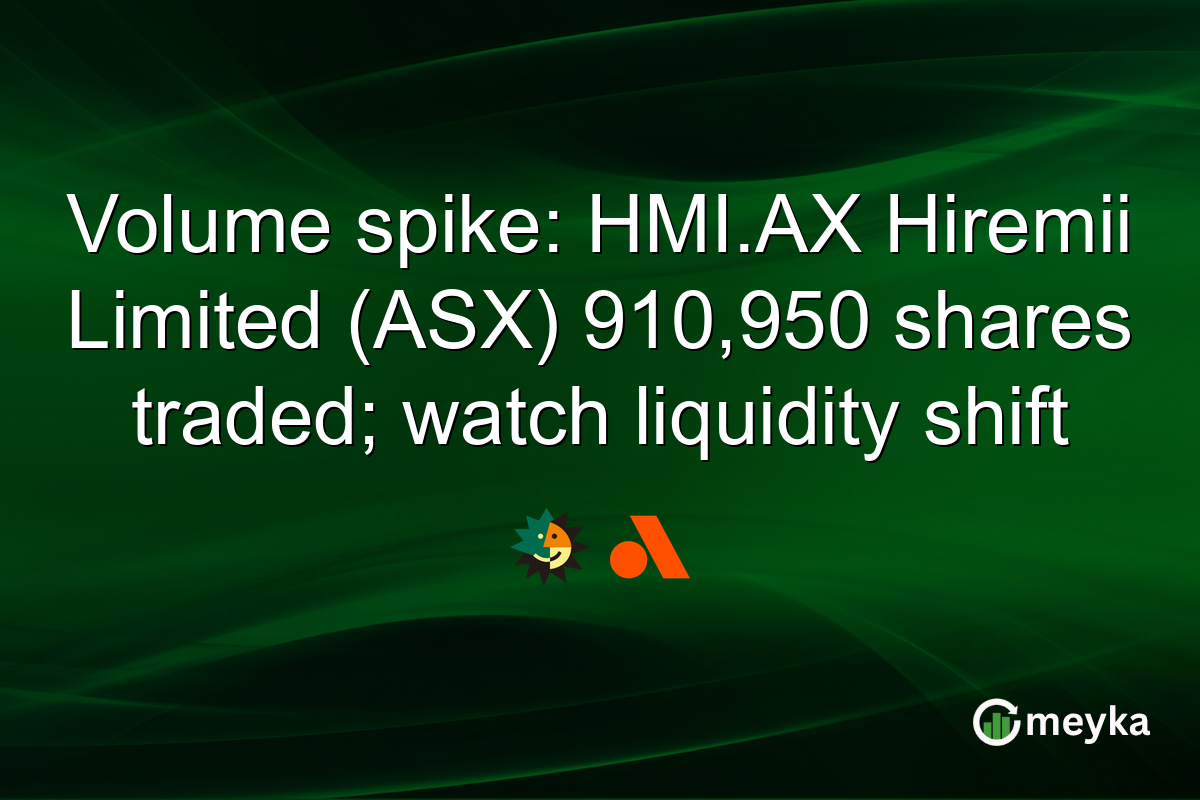 Volume spike: HMI.AX Hiremii Limited (ASX) 910,950 shares traded; watch liquidity shift