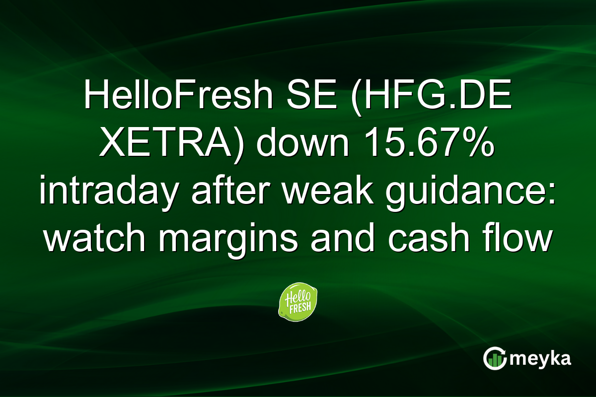 HelloFresh SE (HFG.DE XETRA) down 15.67% intraday after weak guidance: watch margins and cash flow