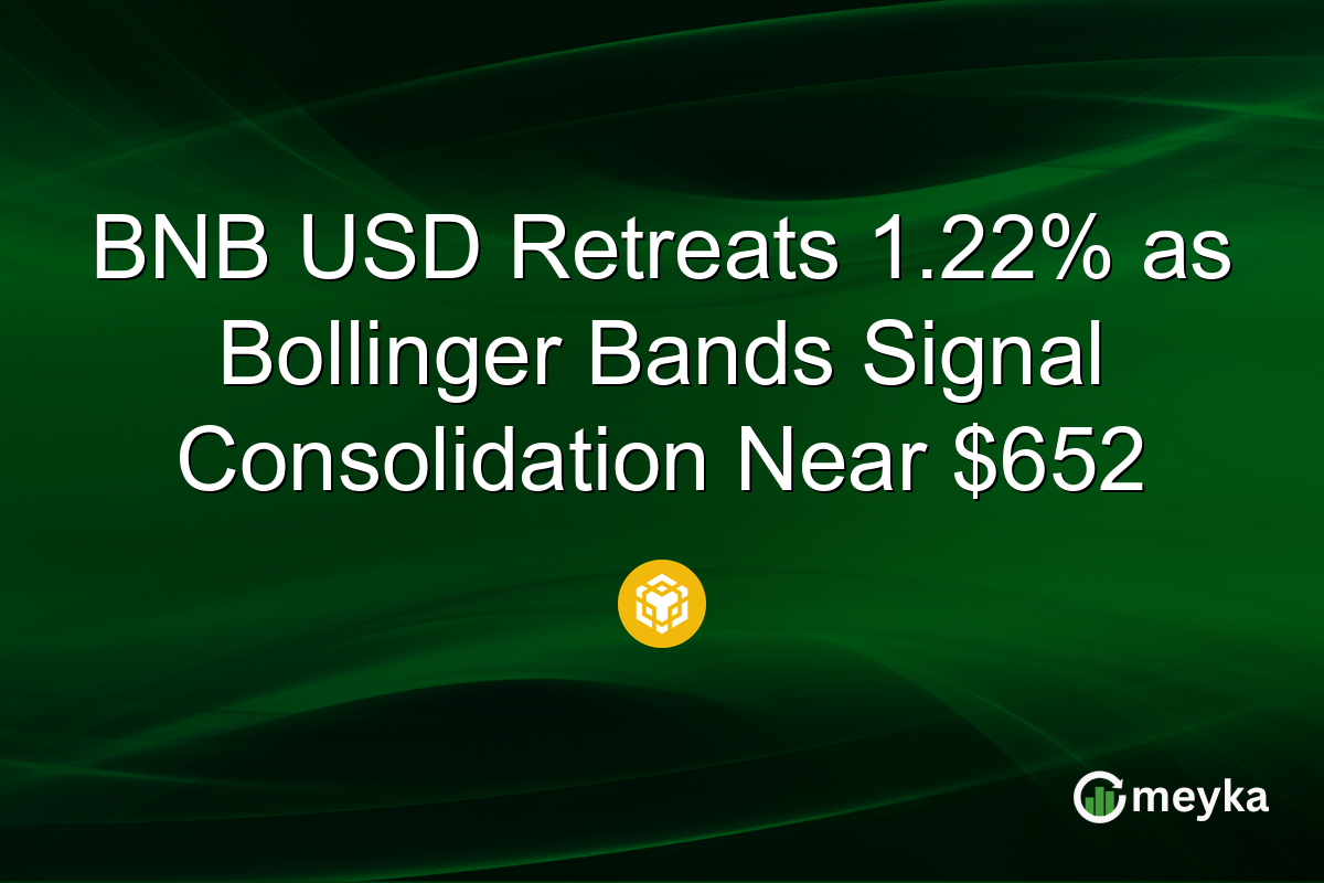 BNB USD Retreats 1.22% as Bollinger Bands Signal Consolidation Near $652