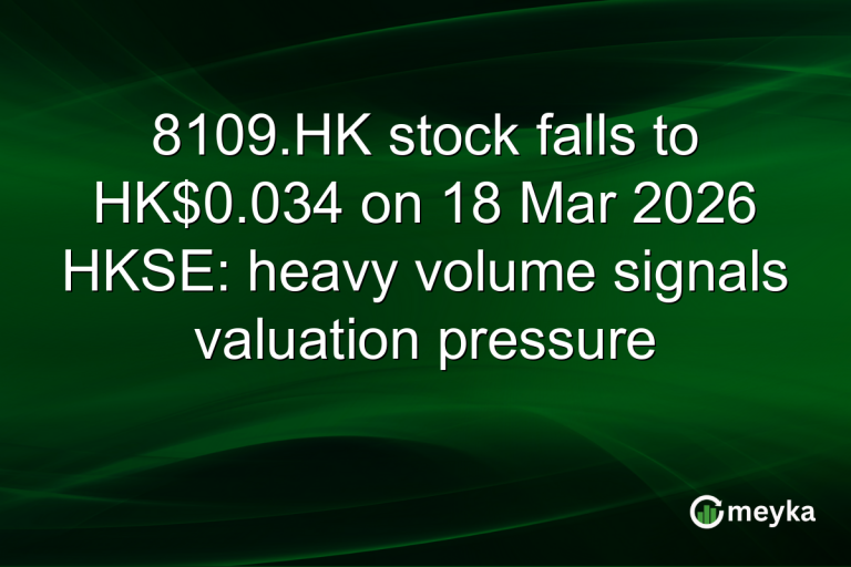 8109.HK stock falls to HK$0.034 on 18 Mar 2026 HKSE: heavy volume signals valuation pressure