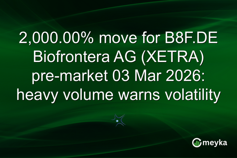 2,000.00% move for B8F.DE Biofrontera AG (XETRA) pre-market 03 Mar 2026: heavy volume warns volatility