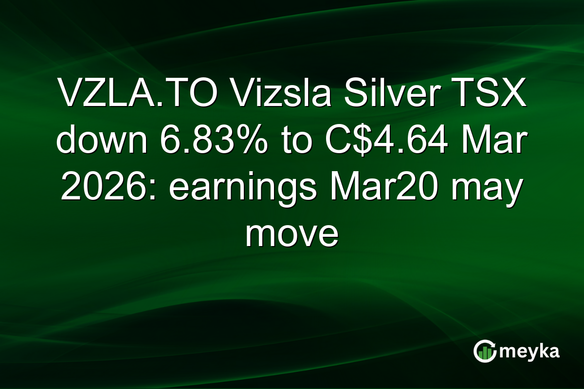 VZLA.TO Vizsla Silver TSX down 6.83% to C$4.64 Mar 2026: earnings Mar20 may move