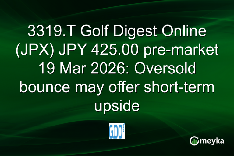 3319.T Golf Digest Online (JPX) JPY 425.00 pre-market 19 Mar 2026: Oversold bounce may offer short-term upside