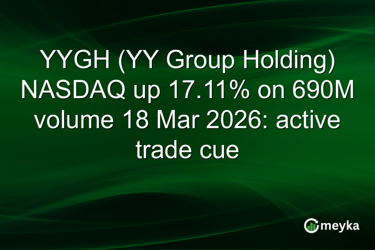 YYGH (YY Group Holding) NASDAQ up 17.11% on 690M volume 18 Mar 2026: active trade cue