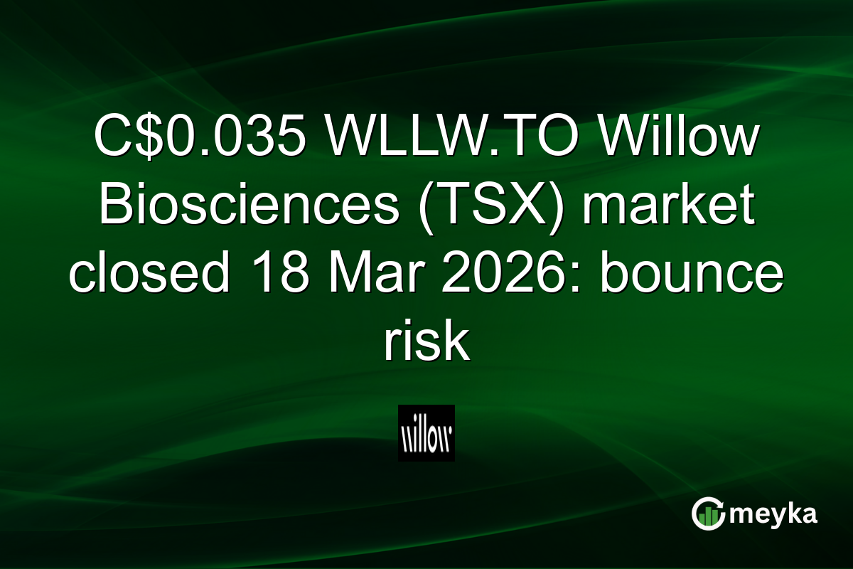 C$0.035 WLLW.TO Willow Biosciences (TSX) market closed 18 Mar 2026: bounce risk