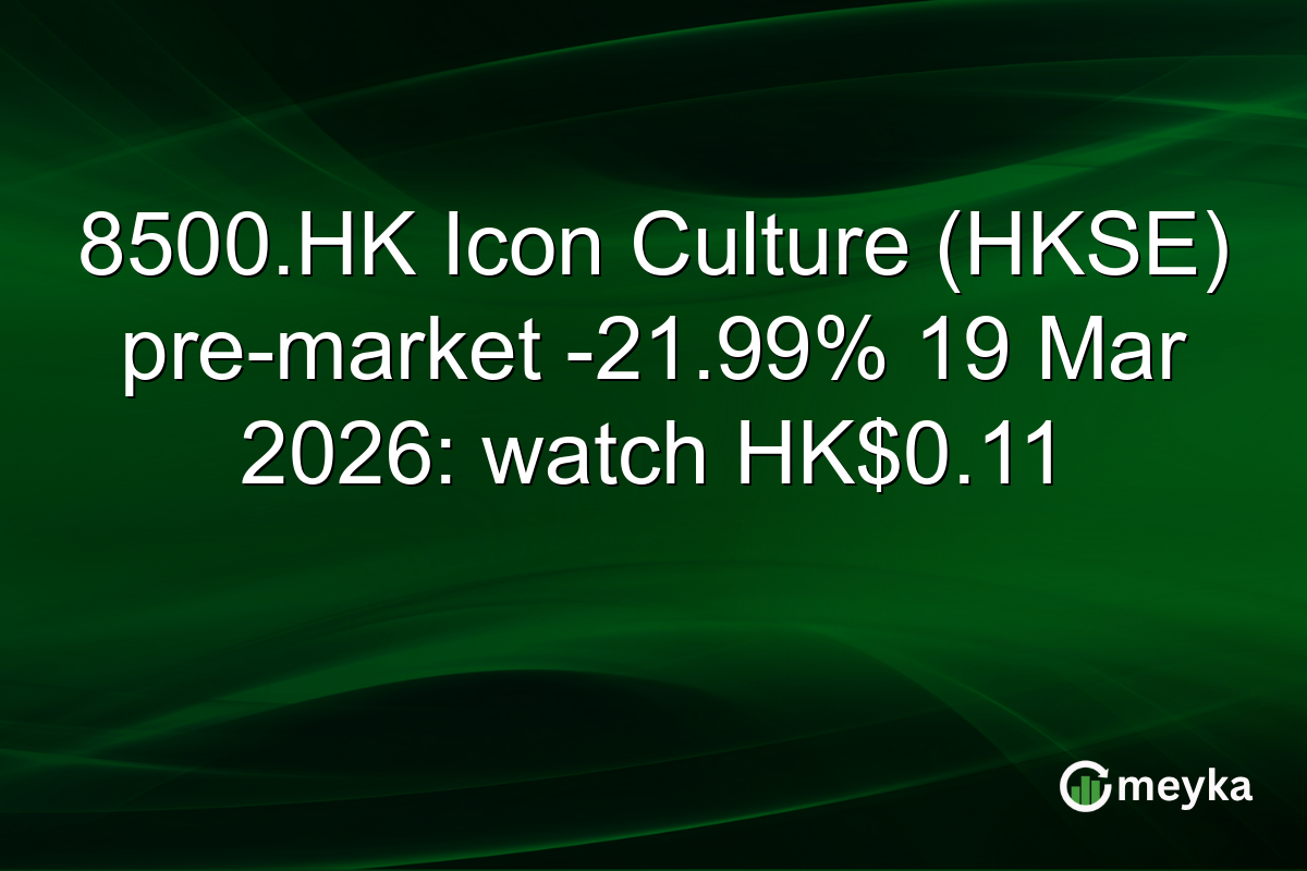 8500.HK Icon Culture (HKSE) pre-market -21.99% 19 Mar 2026: watch HK$0.11