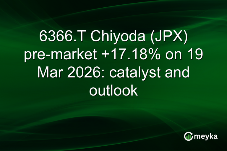 6366.T Chiyoda (JPX) pre-market +17.18% on 19 Mar 2026: catalyst and outlook