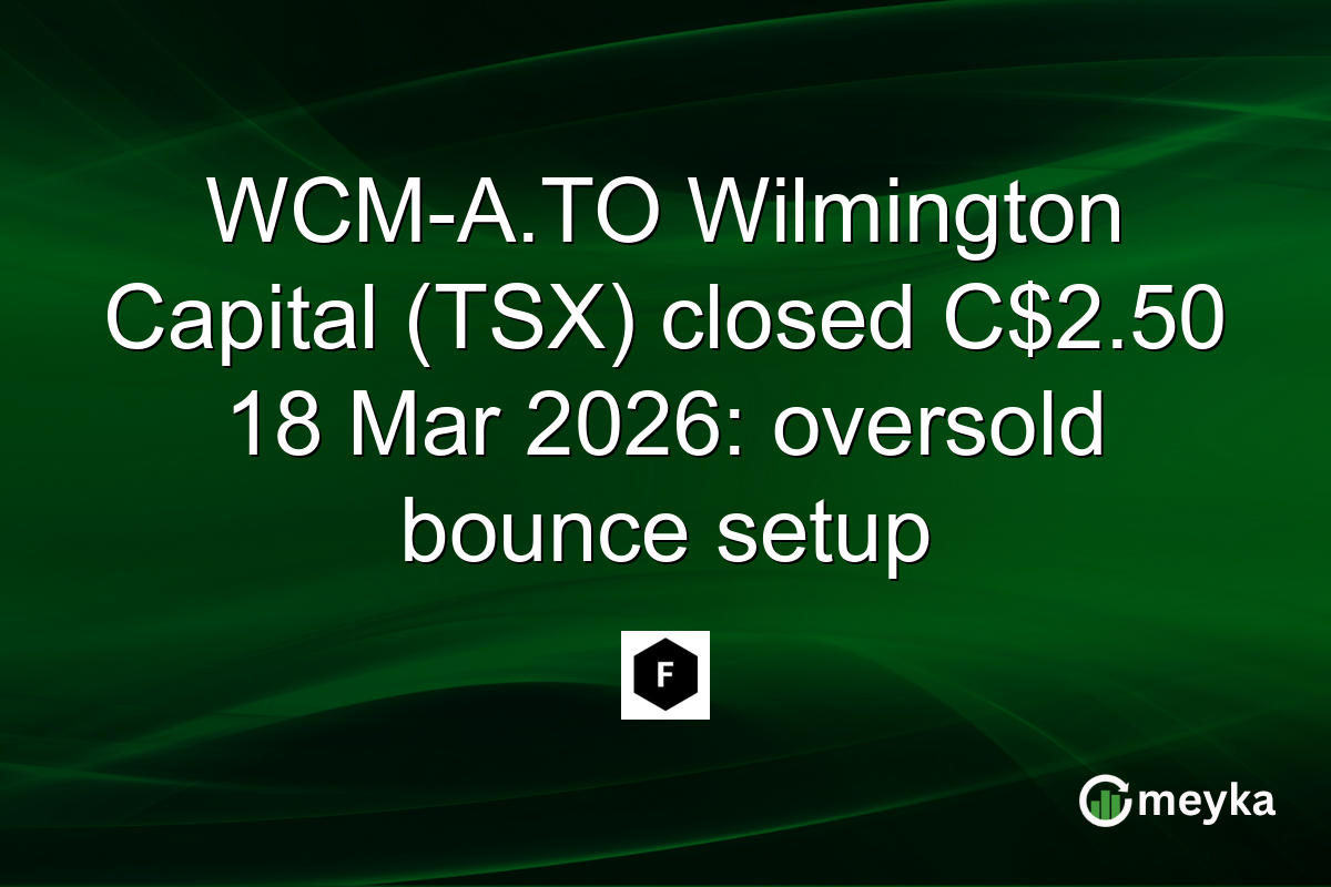WCM-A.TO Wilmington Capital (TSX) closed C$2.50 18 Mar 2026: oversold bounce setup