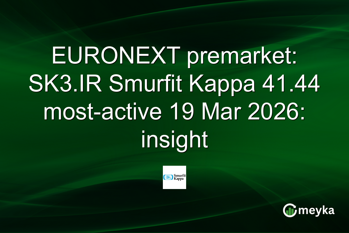 EURONEXT premarket: SK3.IR Smurfit Kappa 41.44 most-active 19 Mar 2026: insight