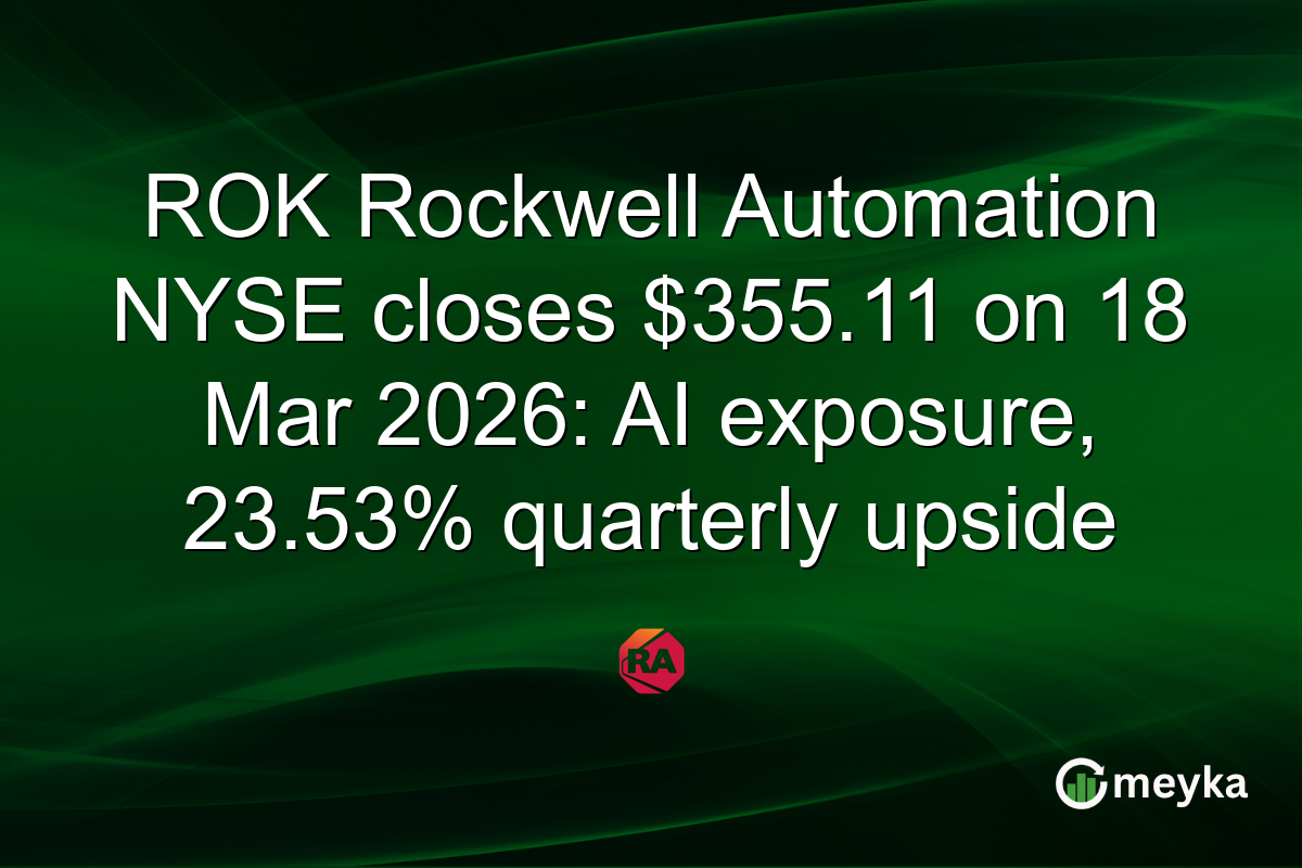 ROK Rockwell Automation NYSE closes $355.11 on 18 Mar 2026: AI exposure, 23.53% quarterly upside