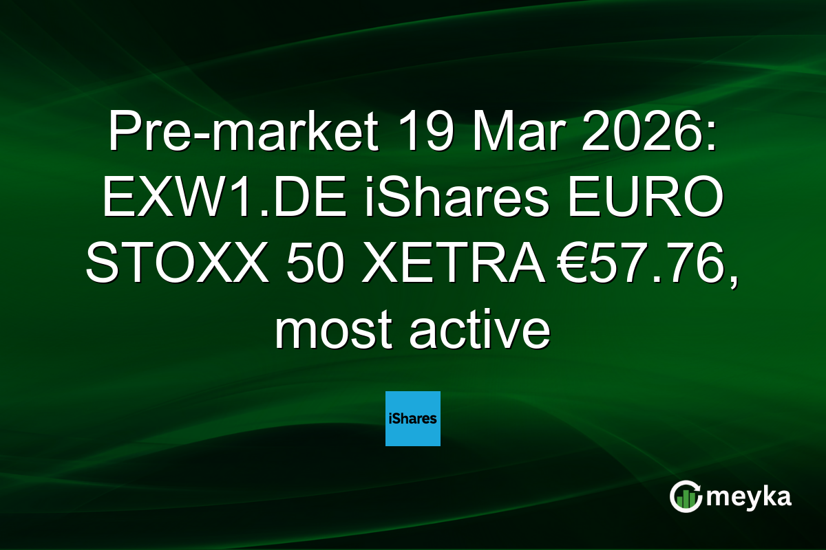 Pre-market 19 Mar 2026: EXW1.DE iShares EURO STOXX 50 XETRA €57.76, most active